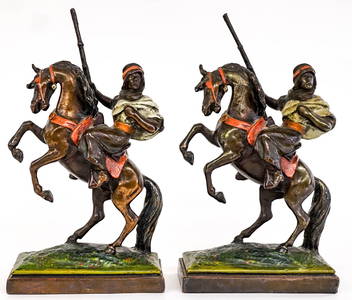 Paul Herzel Pompeian Bronze Clad Pair Bookends