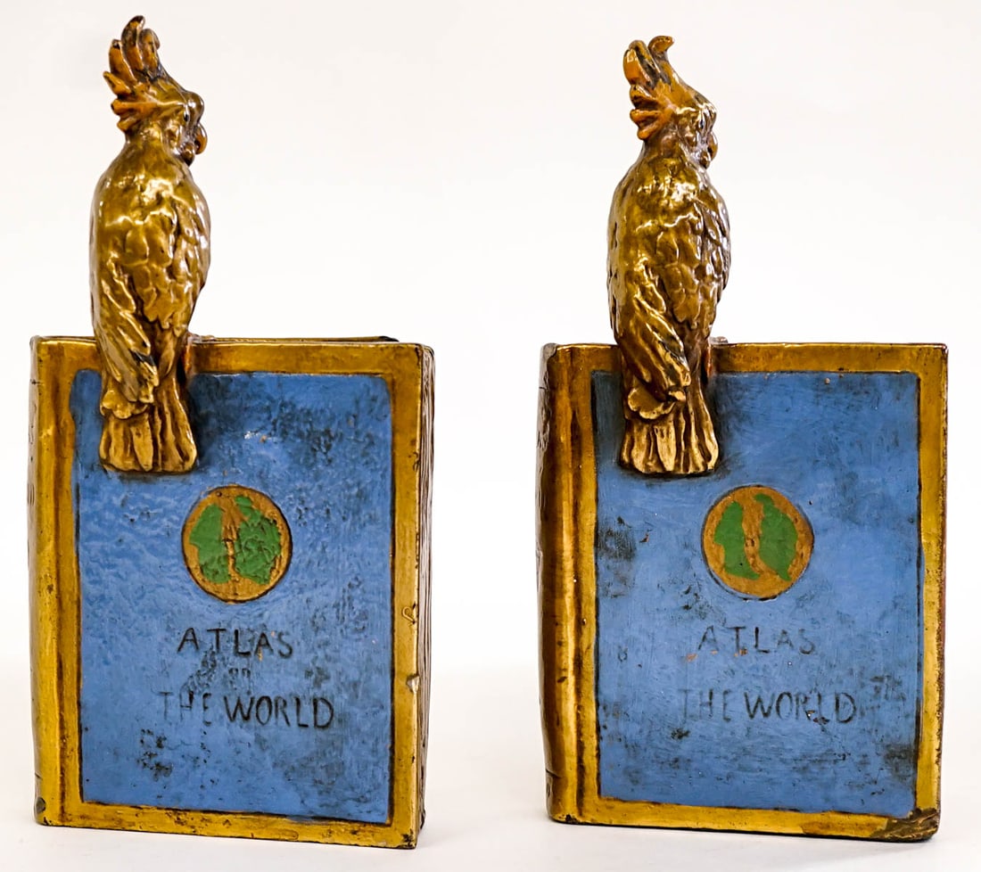 Pompeian Bronze Clad Atlas of the World Bookends (1 of 3)