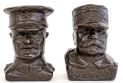 [Pershing, Marne] Antique Bronze Clad Bookends