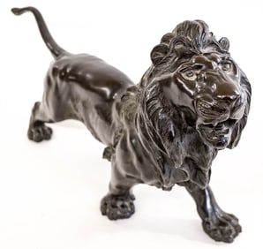 Japanese Large Bronze Lion Figure
