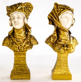 A Pair of Gilt Bronze Bust by E. Bernaud