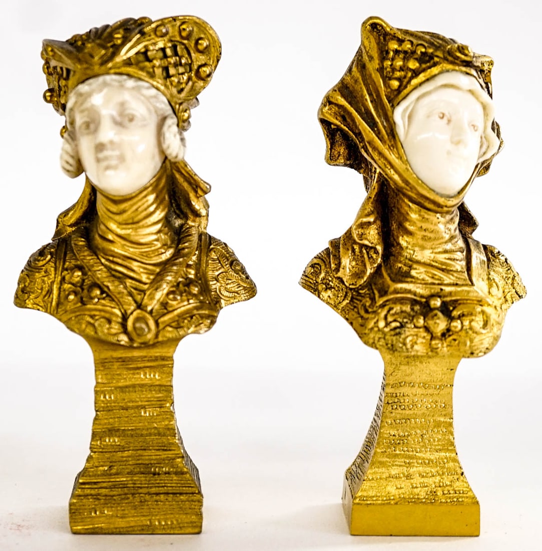 A Pair of Gilt Bronze Bust by E. Bernaud (1 of 6)