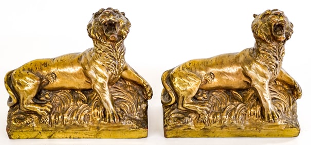 A Pair of Antique Clad Tiger Bookends