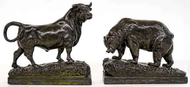 Paul Herzel Signed Bronze Clad Bookends