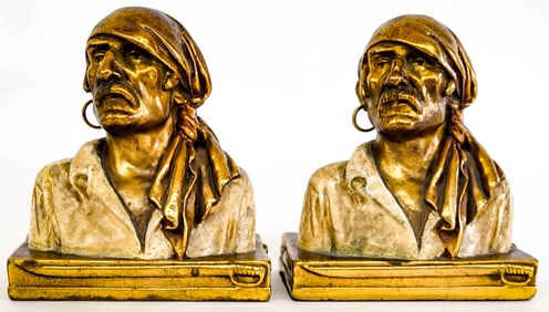 Pair of Paul Herzel Bronze Clad Bookends