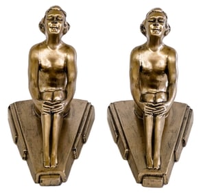 RARE Nuart Art Deco Nude Woman Bookends