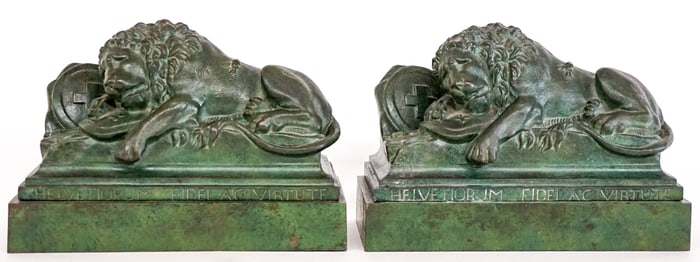 A Pair of Heavy Cast Lion Bookends