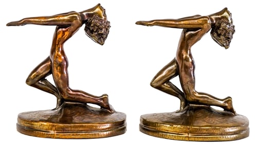 Vintage Galvano Cast Metal Nude Dancing Woman