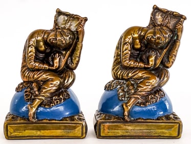 Vintage Bronze Clad Pair Bookends
