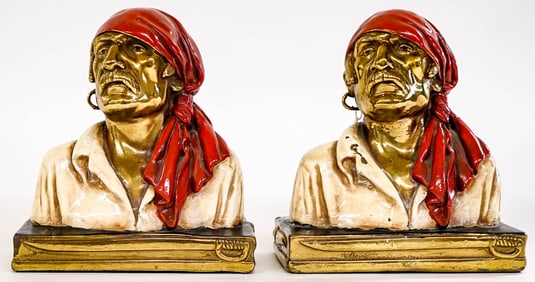 Marion Bronze Vintage Clad Pirate Pair Bookends