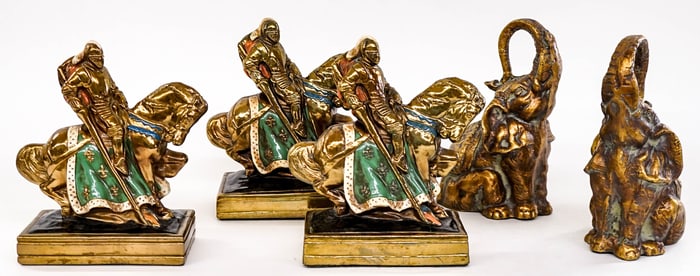 2 Pair and 1 Single Bronze Clad Large Bookends
