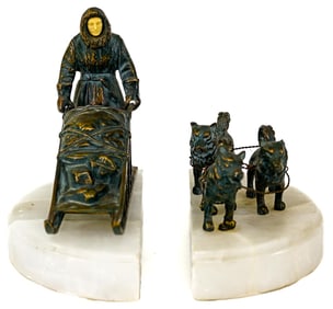 Dog Sled Musher Pair Bookends