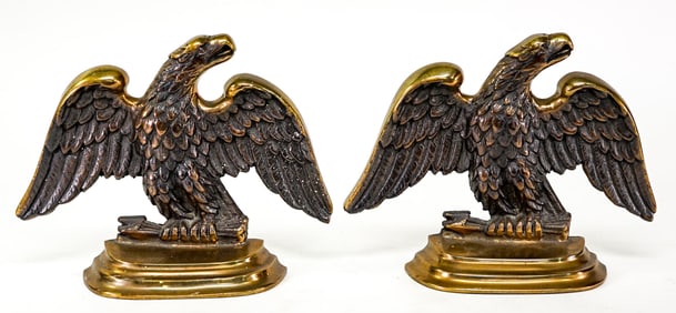 Large Bronze Eagle Pair Bookends