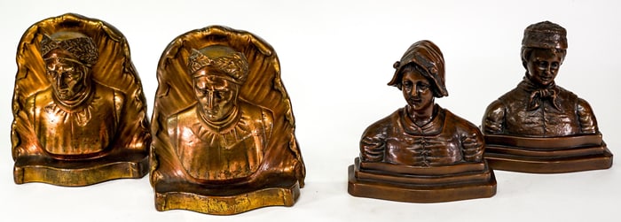Large Bronze Clad (2 Pair) Bookends