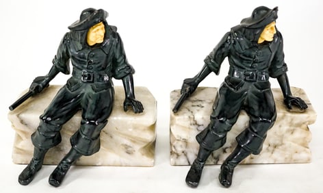 J. B. Hirsch Cast Spelter Pair Bookends [Pirate]