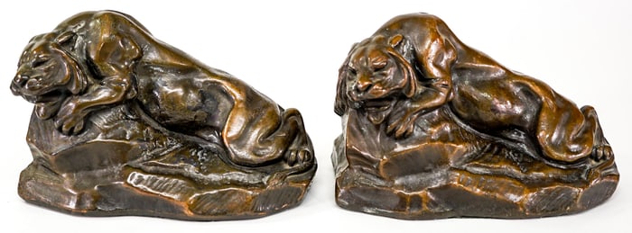 Salvatore Morani Pair Bronze Clad Bookends [Lion]