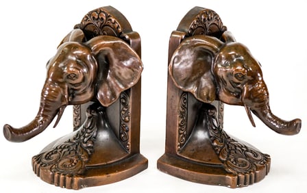 JB Bronze Clad Pair Bookends [Elephant] 1531