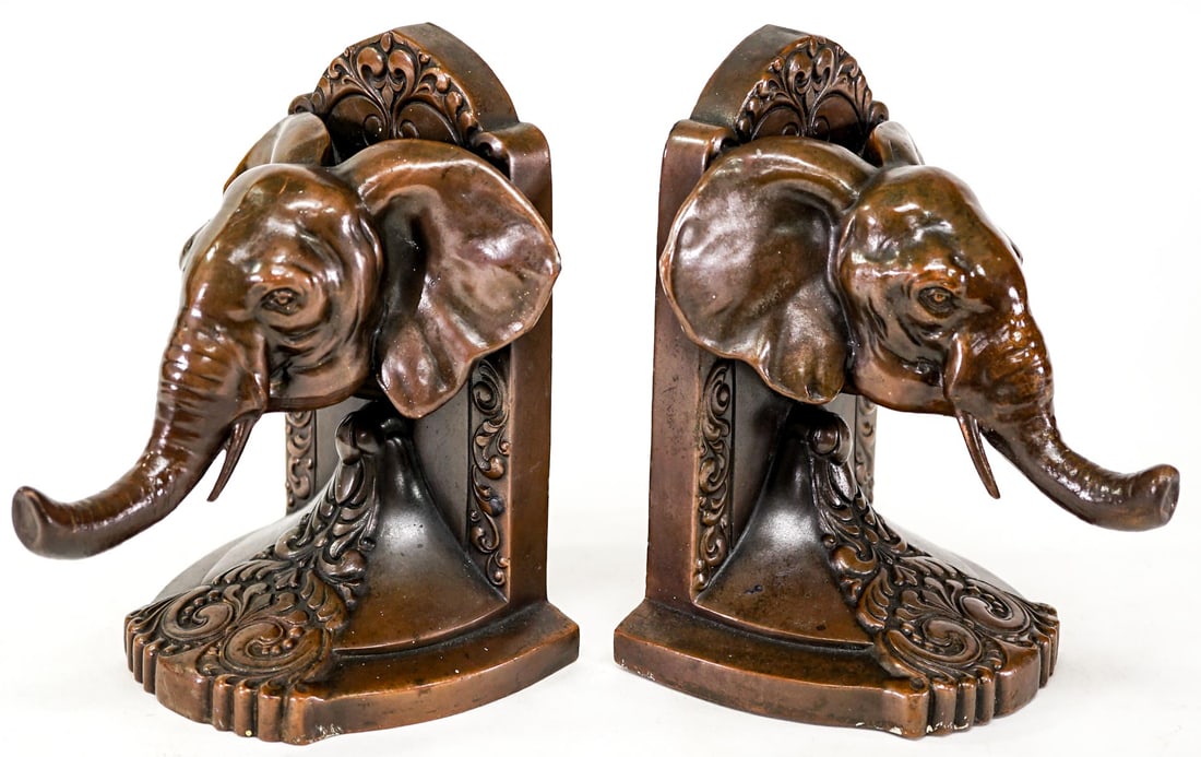JB Bronze Clad Pair Bookends [Elephant] 1531 (1 of 8)