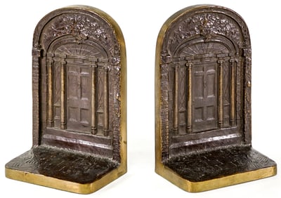 F F Ziegler Pair Solid Bronze Bookends [Doorway]