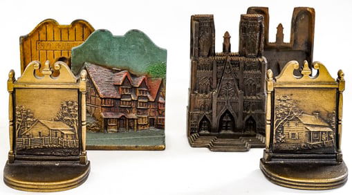 Three Pairs of Antique Cast Iron Bookends