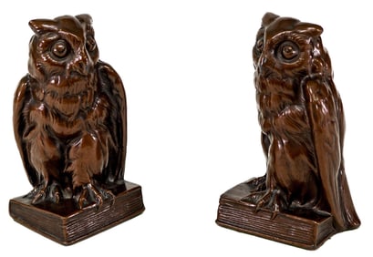 K & O Bronze Clad Pair Bookends [Owl]