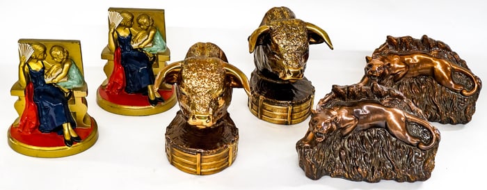 Three Pairs of Metal Bookends
