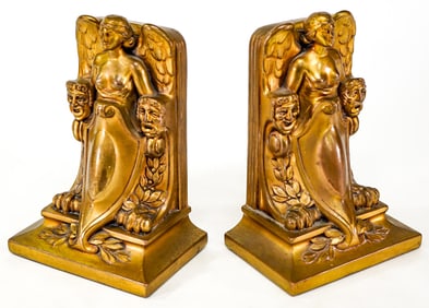 JB Art Deco Theater Mask Pair Bookends #1529