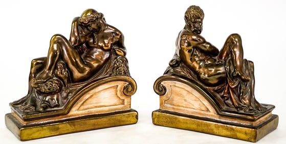 Bronze Clad Pair Bookends [Michelangelo]