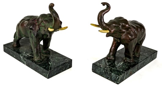 Bronze Patina Pair Bookends [Elephant]