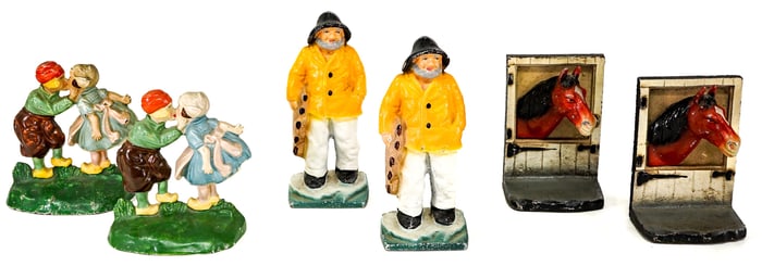 Cast Iron Figural (3 Pair) Bookends