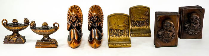 Clad White Metal or Spelter (4 Pair) Bookends