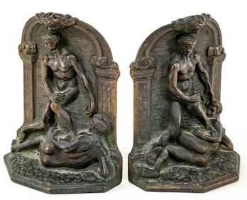 Solid Bronze Pair Bookends [Male Figural]
