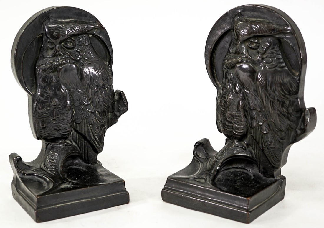 Armor Bronze Clad Pair #117 Bookends [Owl/Moon] (1 of 8)