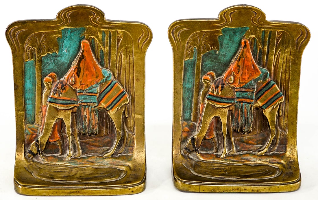 Armor Clad Bronze Pair Bookends (Arabian, Camel] (1 of 6)