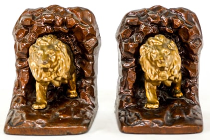 Judd Co. Cast Iron Pair Bookends #9672 [Lion]