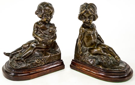 Antoine Bofill SIGNED Pair Bookends [Child; Cat]