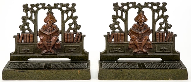 Judd Co. Cast Iron Pair Bookends [Man Reading]