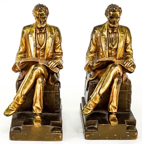 Armor Bronze Clad Pair Bookends [Abraham Lincoln]