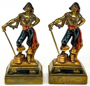 Bronze Clad Pair Painted Bookends [Pirate]