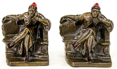 K & O Bronze Clad Pair Bookends [Dante]