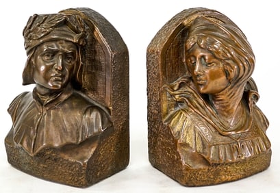 Bronze Clad Pair Bookends [Dante & Beatrice]