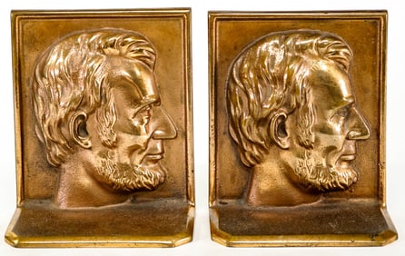 Copper Clad Cast Iron Pair Bookends [Abe Lincoln]