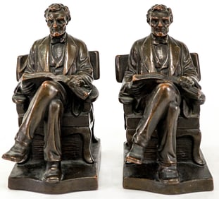 P. Beneduce Bronze Pair Bookends [Abe Lincoln]