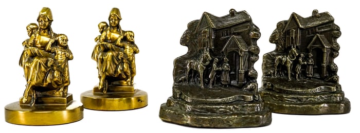 Clad Metal (2 Pair) Bookends, Filled for Weight