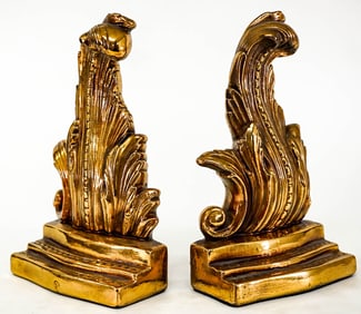 Marion Bronze Clad Leaf Flame Pair Bookends