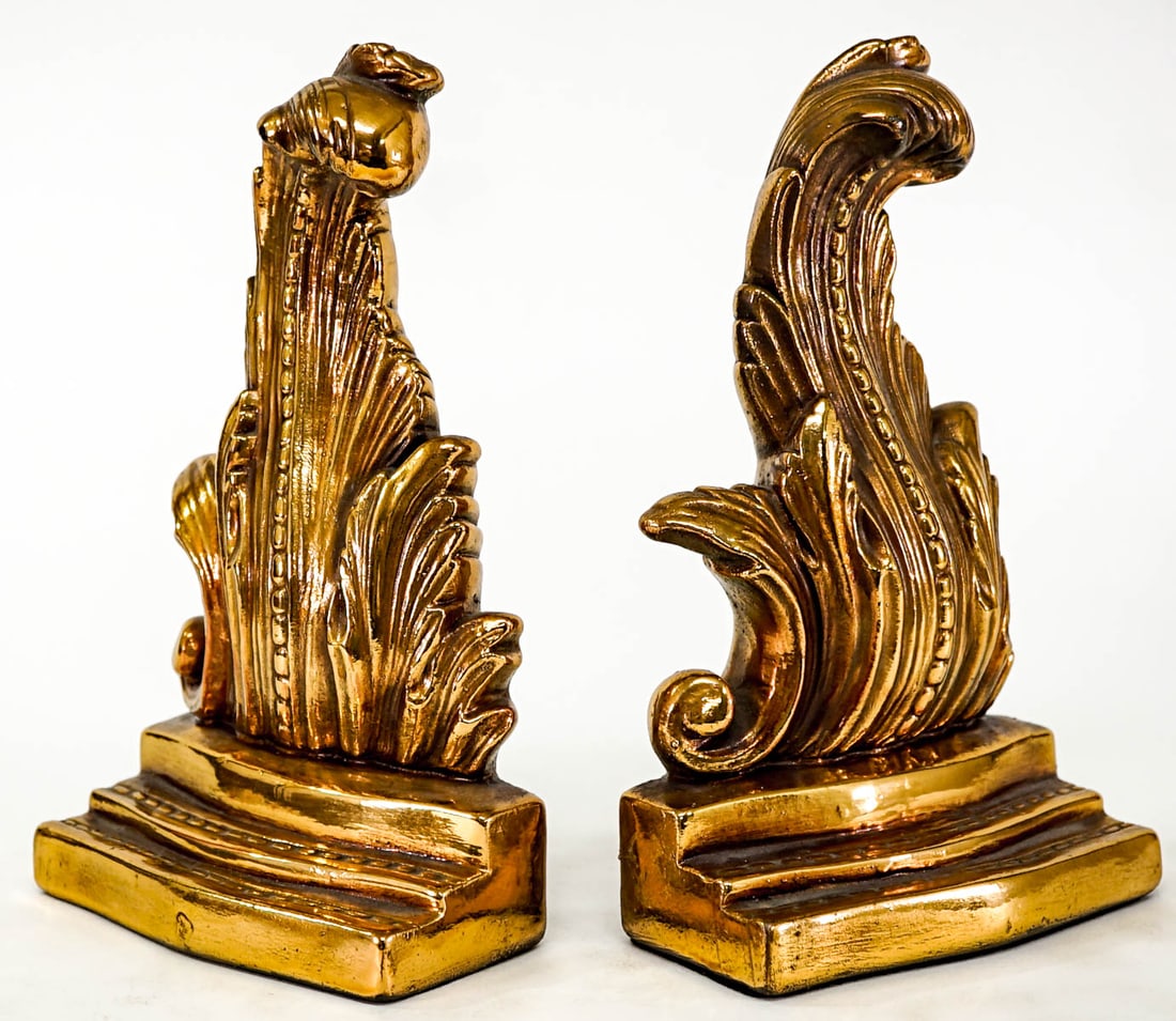 Marion Bronze Clad Leaf Flame Pair Bookends (1 of 8)