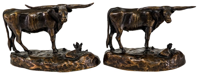 Jim Pasma Pair Bronze Bookends [Longhorn]