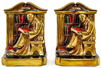 Marion Bronze Clad Pair Bookends [Monk Library]