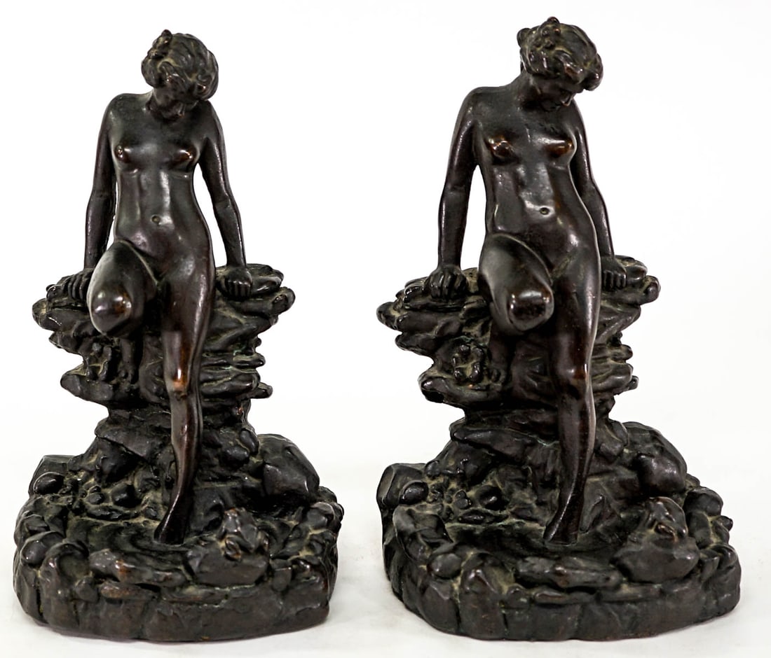 KBW Pair Copper Clad Bookends [Nude Figural] (1 of 8)