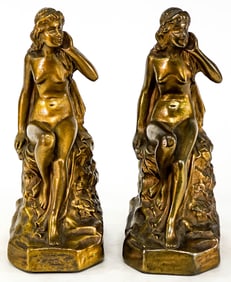J. Ruhl Armor Bronze Pair Bookends [Woman, Rock]